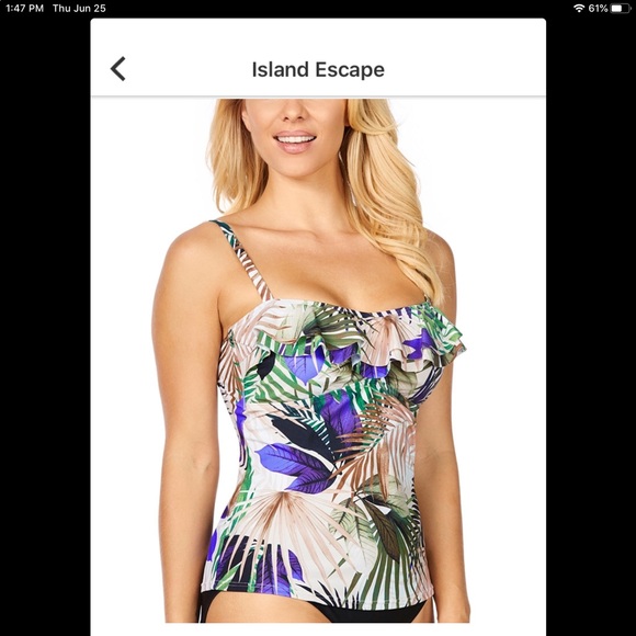 NWT Beautiful Island Escape Tankini Top Size-10 - Picture 3 of 4